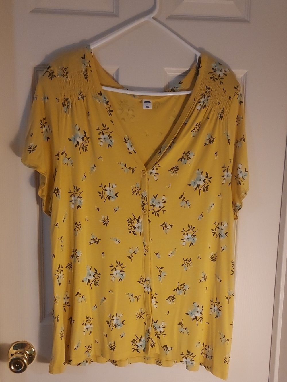 Women's Yellow Floral Button-Front Top